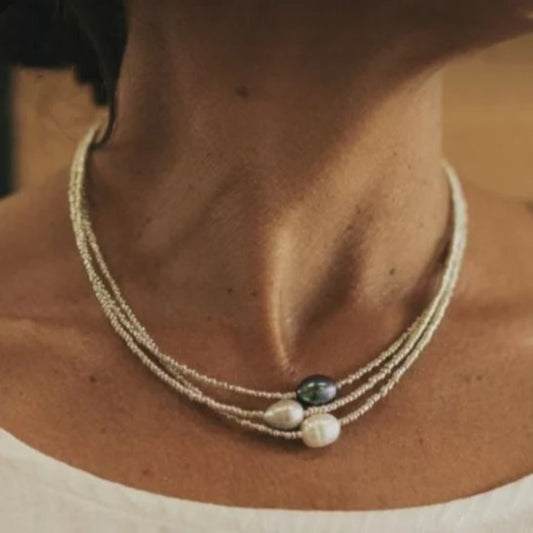 שרשרת פנינים וינטג' בעבודת יד